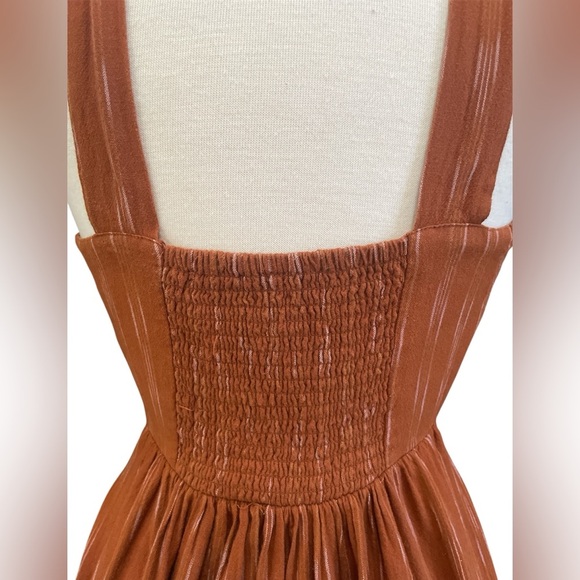 Free People Caldasi Midi Dress Tie & Button Front Bronze Size XS - Picture 5 of 7